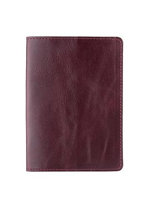Фіолетова шкіряна обкладинка-органайзер для документів c вкладенням пвх