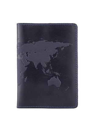 Синяя обложка для паспорта ручной работы с художественным тиснением