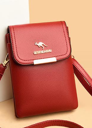 Женская мини сумочка клатч кенгуру, маленькая сумка для девушек, модный женский кошелек-клатч красный