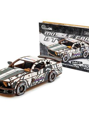 Деревянный 3d конструктор "muscle car gt" puz-00639, 162 детали, белый