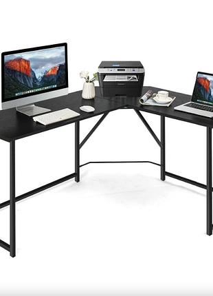 Компьютерный стол costway rubin l-образный в стиле loft черный