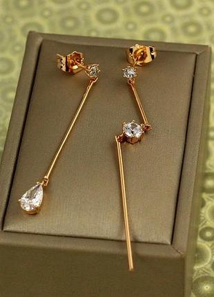 Серьги xuping jewelry подвески ассиметрия 7 см золотистые