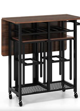 Комплект барний costway ravelli розкладний стіл з стільцями в стилі loft