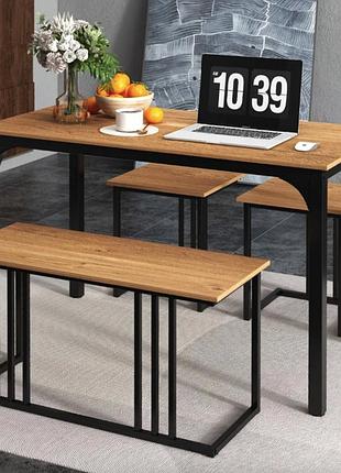 Комплект costway decima обідній стіл зі стільцями в стилі loft натуральний