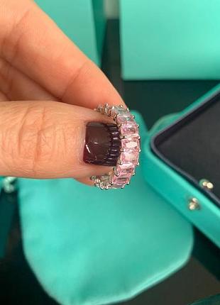 Кольцо тиффани в серебре 925 пробы, дорожка из кубических цирконов / роскошная подарочная упаковка