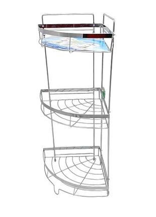 Полка для ванной угловая нержавейка 3-ярусная полка этажерка в ванную комнату навесная 31*22 cm h 58cm forkopt
