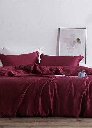 Постельное белье бордовый сатин однотонный двуспальный