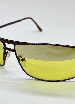 Водійські окуляри для нічного водіння жовті антифари в металевій оправі прямокутної форми