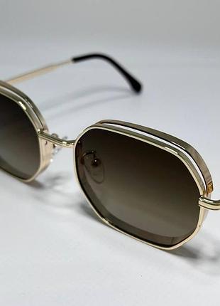Окуляри сонцезахисні унісекскутники з лінзами градієнт у металевій оправі коричневий