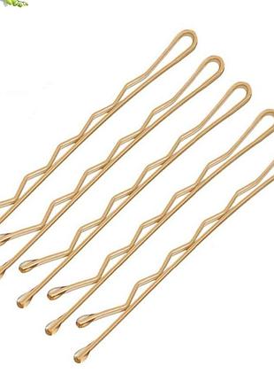 Набір 10 шт шпилька невидимка для волосся золотиста довжина 5 см