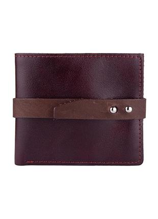 Удобный маленький бумажник на кобурном винте с натуральной кожи фиолетового цвета