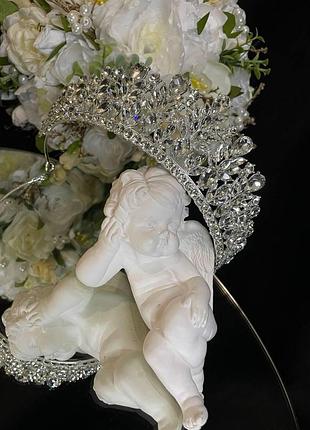 Обворожительная диадема на петлях с кристалами swarovski, серебро