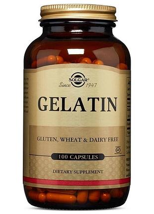 Желатин, gelatin, solgar, 100 капсул