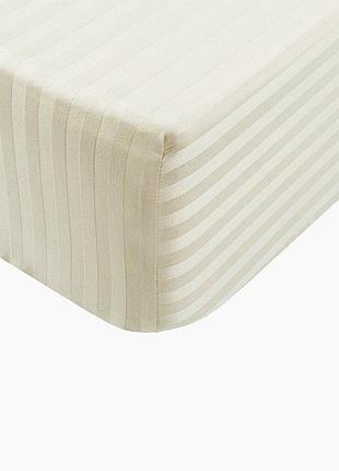 Набор простынь на резинке 160х200х34см +наволочки 2шт страйп сатин шампань комфорт текстиль