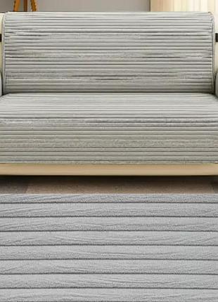 Покрывало на диван велюровое с подлокотниками, дивандеки топ качества модные 3-х местные серый