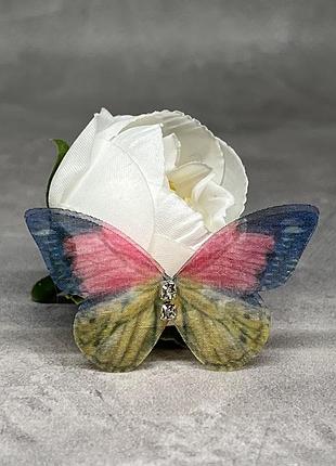 Бабочка шифоновая (двухслойная), размер ≈ 4,5*2,6 см, арт 018089, 1 шт, ассорти
