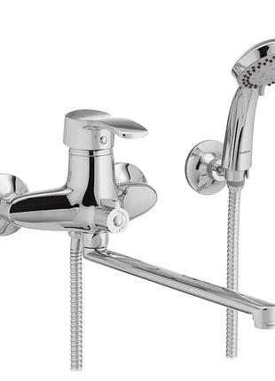 Cмеситель для ванны однорычажный с длинным изливом haiba focus 006 хром латунь hb0120