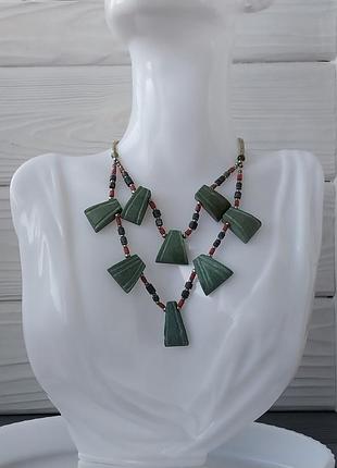 Нефрит натуральный бусы из нефрита колье нефритовое. индия!