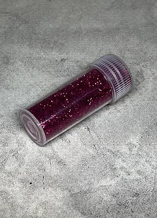 Глитер (блестки), 1\128 (0.2 мм), цвет малиновый, арт 018224, упаковка ≈ 6,5 грамм (с учетом баночки),