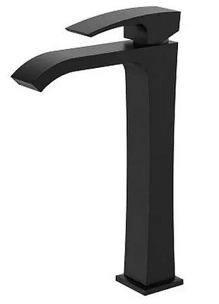 Змішувач для умивальника з високим виливом koer kb-13007-05 чорний латунь kr3445