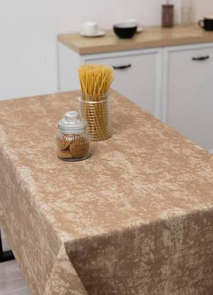 Скатертина вологовідштовхувальна 120 х 180, скатертини святкова для кухні бежевий