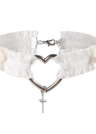 Подвязка для ног чокер y2k сердце белый (1565)