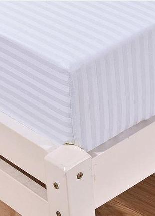 Простынь на резинке 160х200х34см страйп сатин белый 1/1см комфорт текстиль