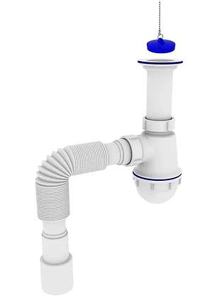 Сифон для кухонной мойки zerix sk-01-a впуск 70 мм белый zx4950