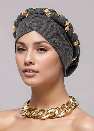 Тюрбан платок шапка чалма с принтом (головные уборы после химиотерапии)