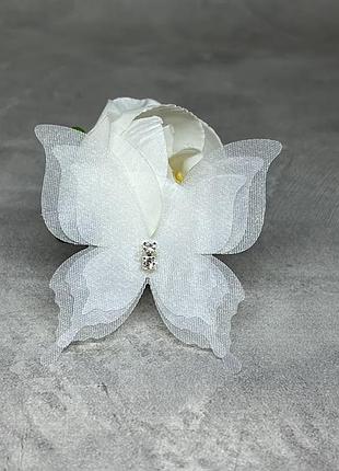 Бабочка шифоновая (трехслойная), размер ≈ 5*5 см, белый, арт 018120, 1 шт, белый