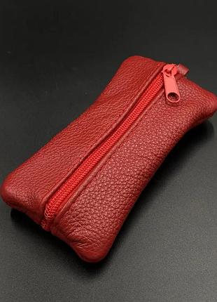 Ключниця шкіряна двостороння червона 7,5х14,5см