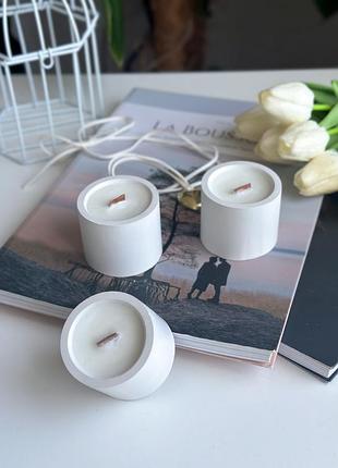 Набор ароматических соевых свечей в гипсовых кашпо mini 3.0, 3шт orgazmiс