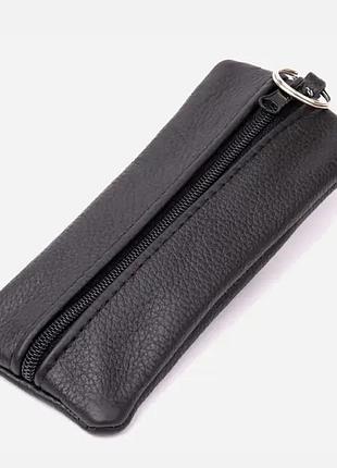 Ключниця шкіряна чорна 6,5х15,8см