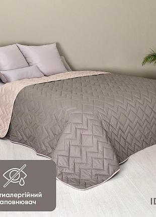 Покрывало 240 х 260 евро размер микрофибра, евро покрывала на кровать двухстороннее качественное серый беж