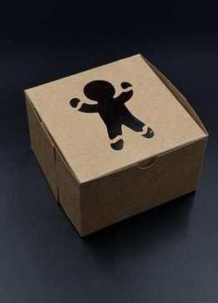 Упаковка для тортів, капкейків, пряників. крафтовий колір. 10х10х6см / упаковка для тортів, капкейків,