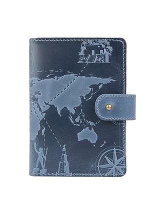 Шкіряне портмоне для паспорта/ id документів hiart pb-02/1 shabby lagoon "7 wonders of the world"