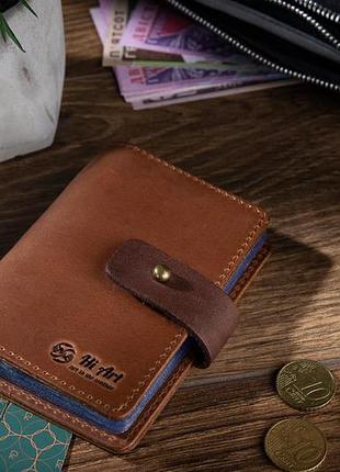 Оригинальный картхолдер с натуральной кожи на кобурном винте темно рыжого цвета цвета