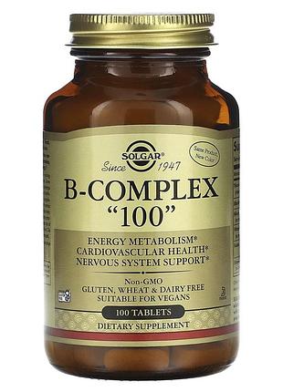 Витамины в-100, комплекс, b-complex "100", solgar, 100 таблеток