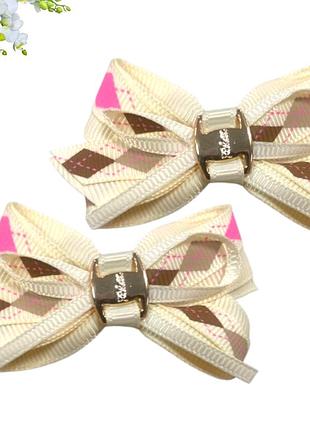 Набір 2 шт заколки для волосся бантики дитячі 6,5х4 см