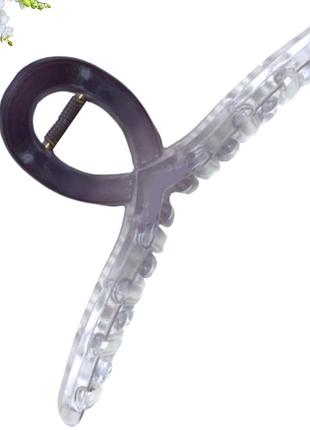 Краб для волосся пластиковий обмбре прозорий з фіолетовим 13 см