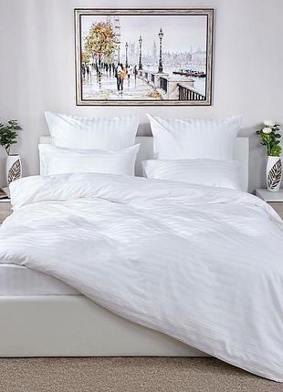 Набор простынь 240х220см +наволочки 2шт страйп сатин белый 2/2см тм комфорт текстиль