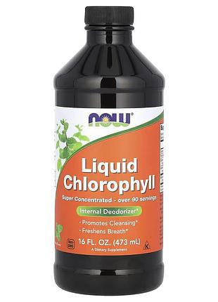 Хлорофіл, liquid chlorophyll, now foods, з м'ятним смаком, рідкий, 473 мл