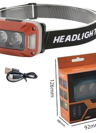Фонарь налобный wh-0218-xpg(white+yellow)+smd(red), налобный фонарь для туризма рыбалки и охоты