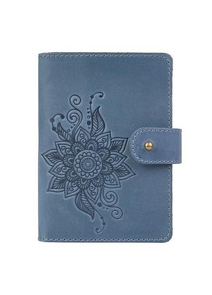 Кожаное портмоне для паспорта / id документов hiart pb-02/1 shabby lagoon "mehendi classic"