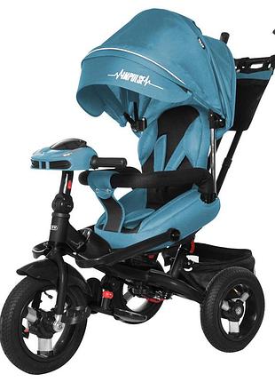Велосипед коляска трехколесный родительская ручка пультом игр панель tilly impulse тилли импульс бирюзовый лён