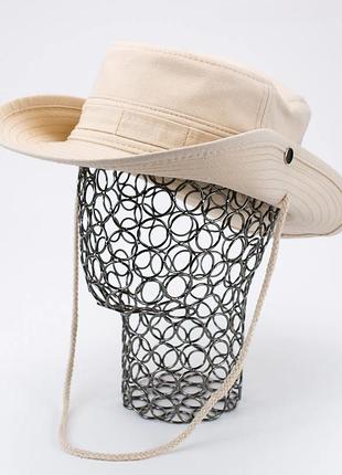 Шляпа-ковбойка летняя белая льняная бежевый
