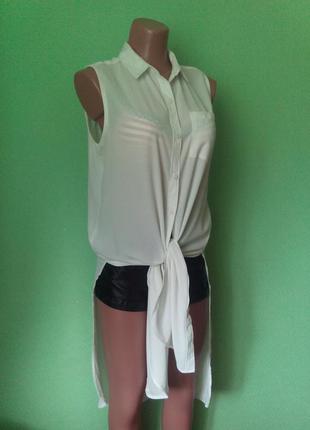 Шифоновая удлиненная асимметричная рубашка без рукавов с глубокими разрезами