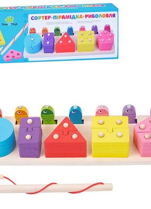 Деревянная игрушка геометрика md 0824 фигуры, рыбалка