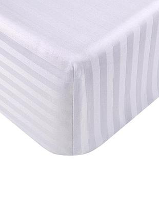 Набор простынь на резинке 140х200х34см +наволочки 2шт страйп сатин белый 2/2смкомфорт текстиль