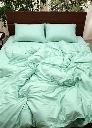 Набор пододеяльник 180х215см +наволочки страйп сатин мятный 1/1см тм комфорт текстиль